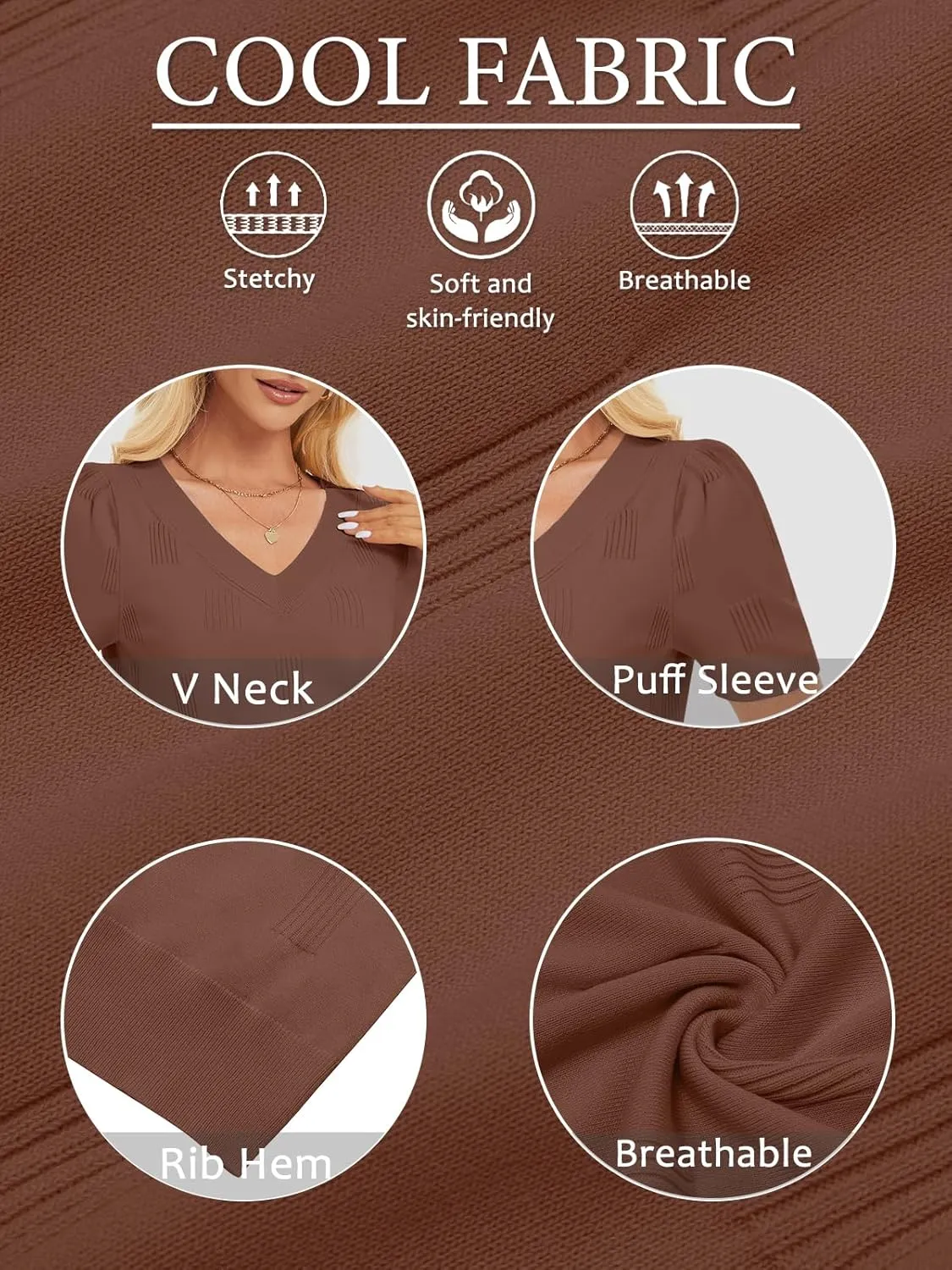 ATHMILE Summer Tops for Women 2025 Short Sleeve V Neck Sweaters Dressy Casual Blouses Lightweight Thin Knit Fashion Shirts