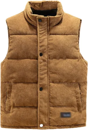 Autumn Winter Men Vest Fashion Warm Cotton Padded Sleeveless Jacket Casual Stand Collar Waistcoat