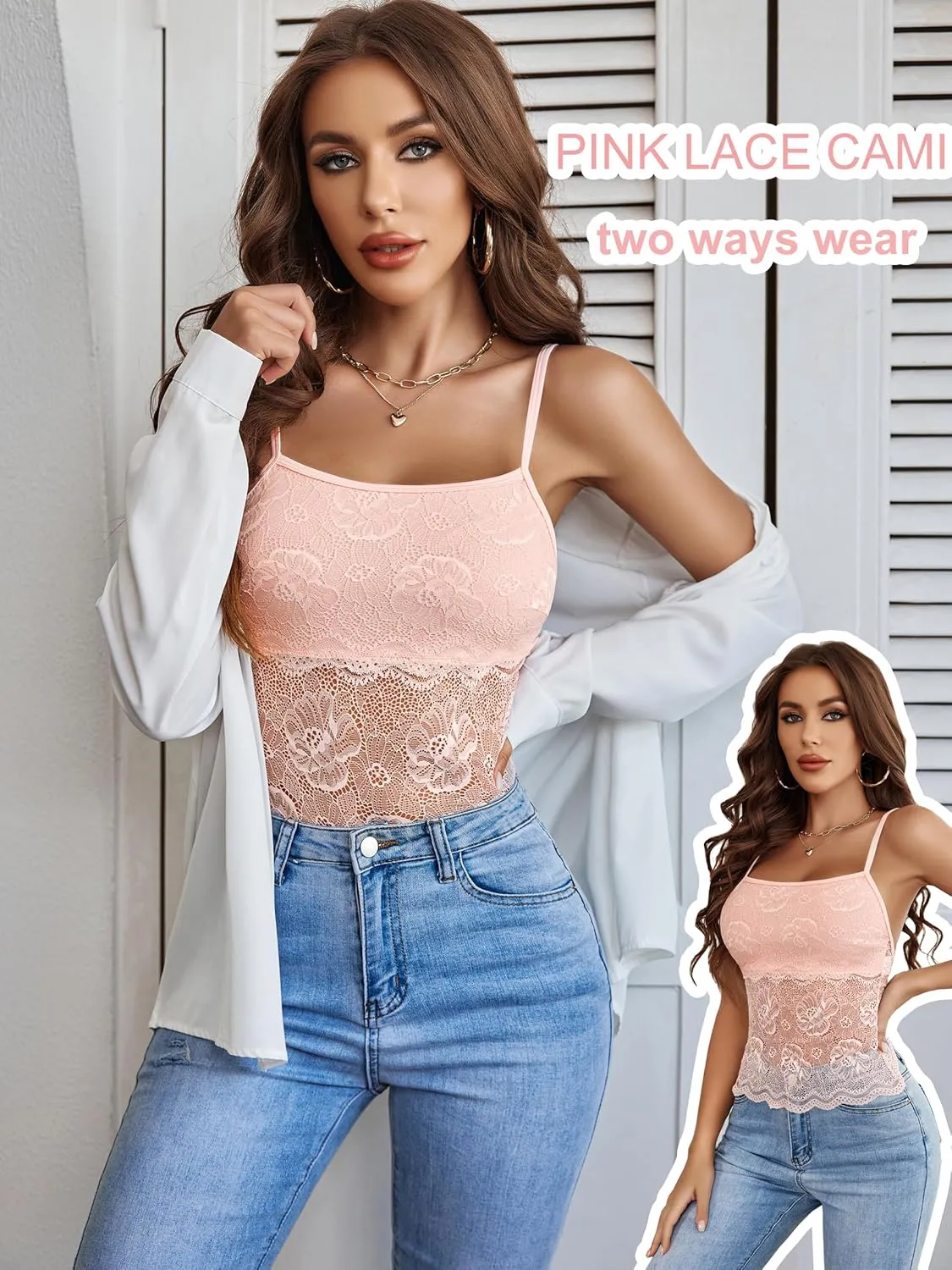 Avidlove Womens Camisole Lace Spaghetti Strap Tank Top Tube Slim Basic Cami Tops