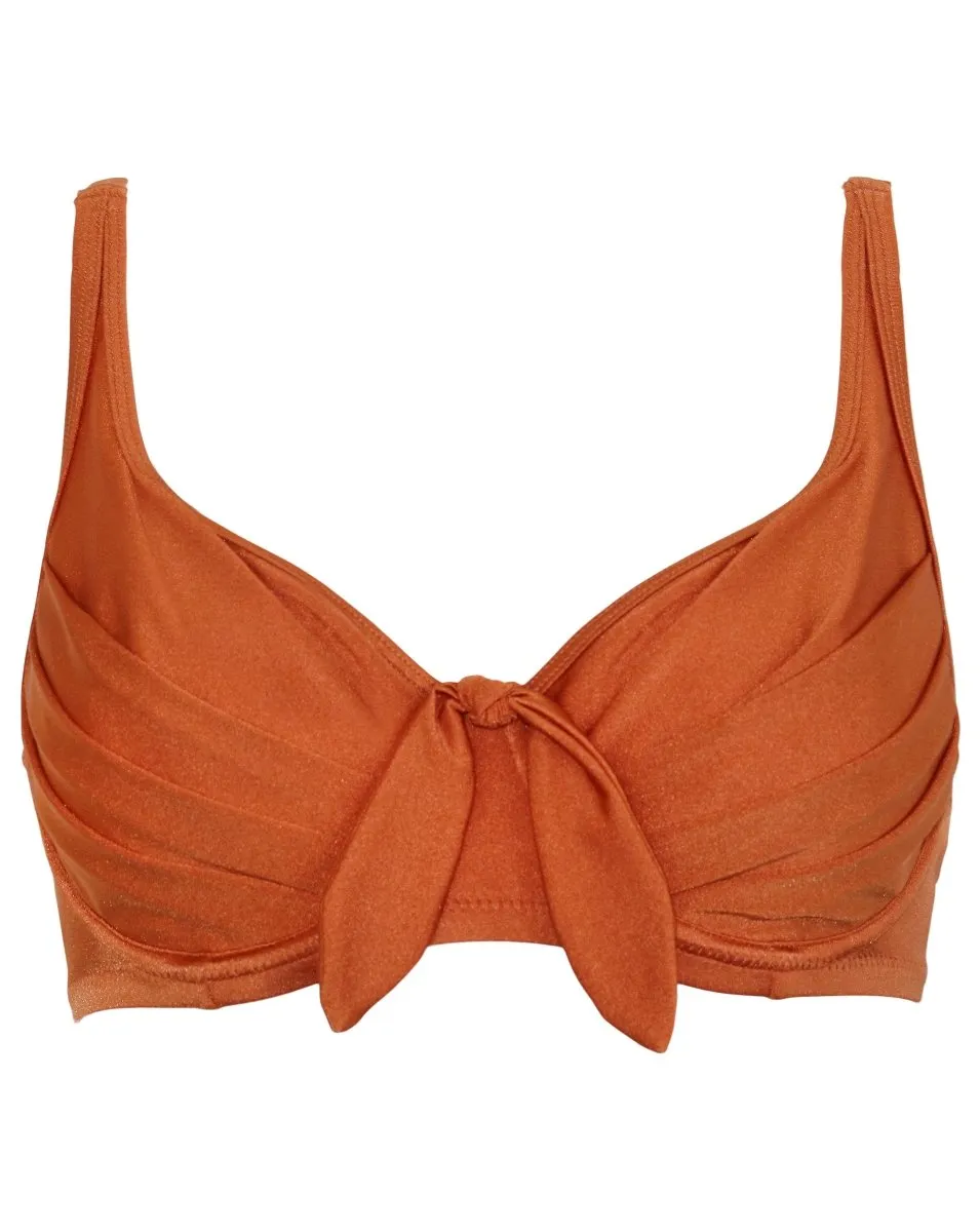 Azure Underwired Lined Non Padded Bikini Swim Top Burnt Orange- 1134
