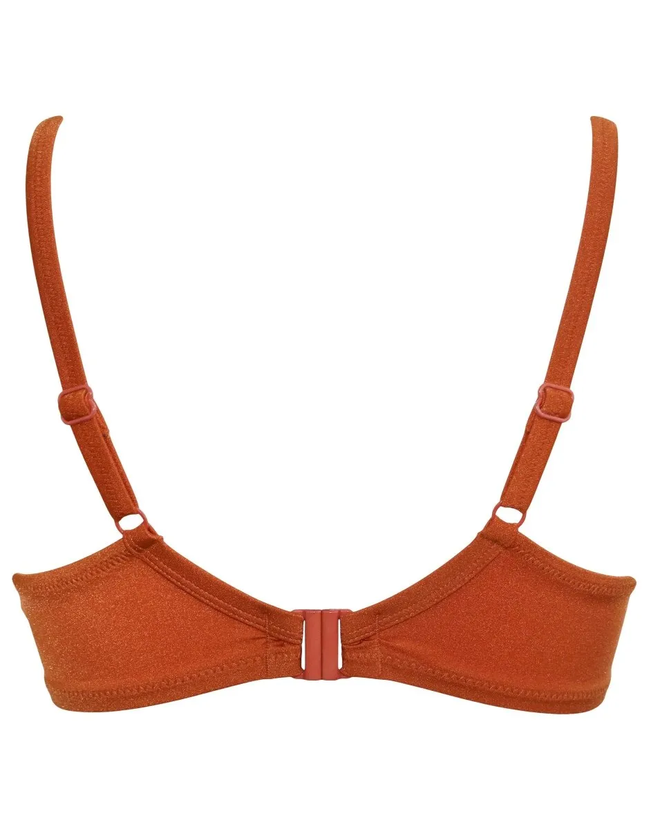 Azure Underwired Lined Non Padded Bikini Swim Top Burnt Orange- 1134
