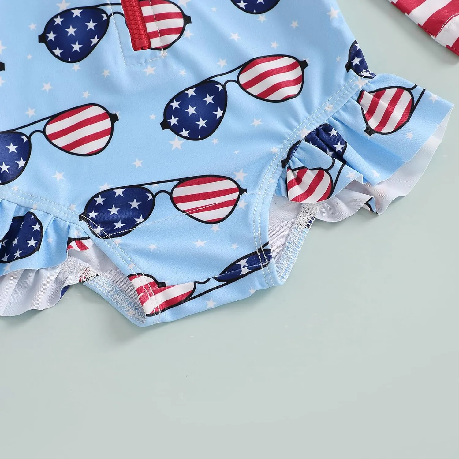 Baby Girl One Piece Swimsuit Floral Long Sleeve Zipper Ruffle Swimwear Rash Guard Beach Bathing Suit Sunsuit
