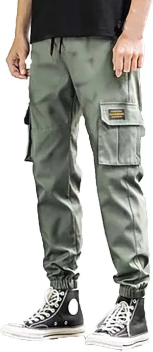 Baggy Cargo Sweatpants for Men, Plus Size Drawstring Waist Joggers with Multi-Pocket Athletic Workout Track Trousers