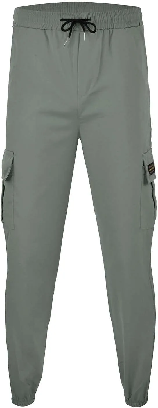 Baggy Cargo Sweatpants for Men, Plus Size Drawstring Waist Joggers with Multi-Pocket Athletic Workout Track Trousers
