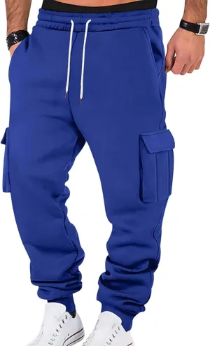 Baggy Joggers for Men Loose Fit Fleece Cargo Sweatpants with Multi Pockets Casual Lightweight Fleece Joggers