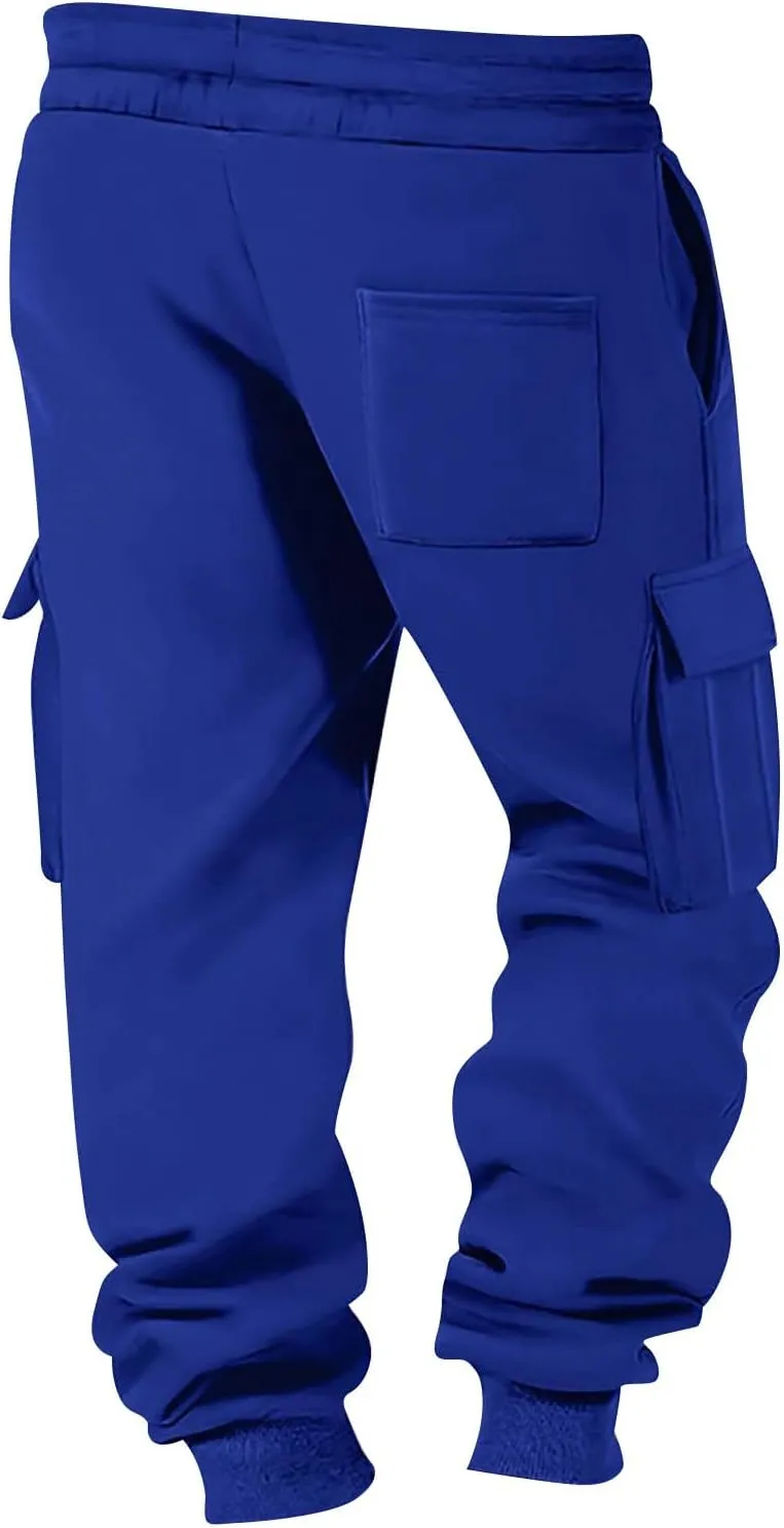 Baggy Joggers for Men Loose Fit Fleece Cargo Sweatpants with Multi Pockets Casual Lightweight Fleece Joggers