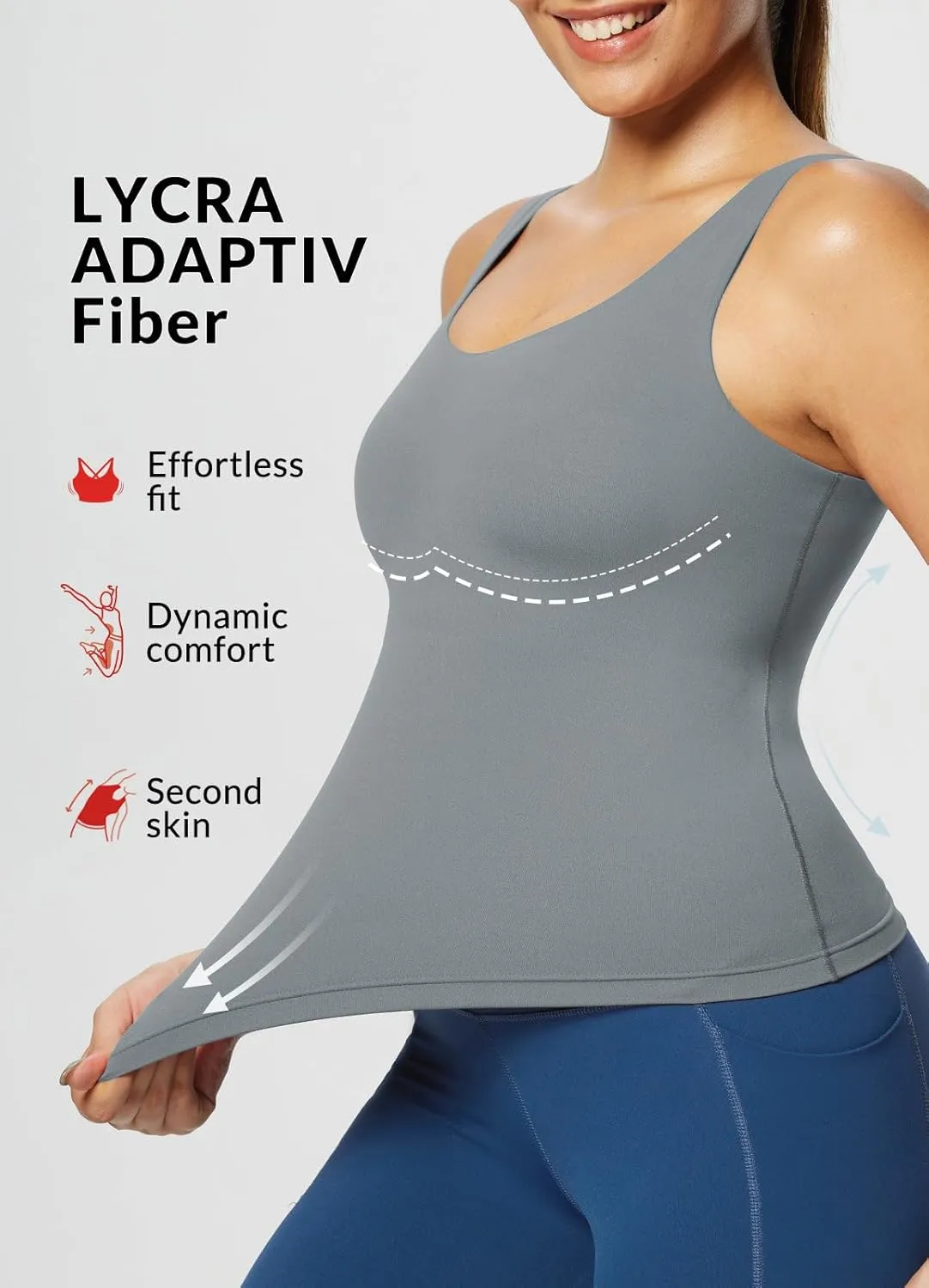baleaf Freeleaf Women's Longline Sports Bra, Molded Cup Workout Tank Yoga Tops Built in Bra Athletic Camisole