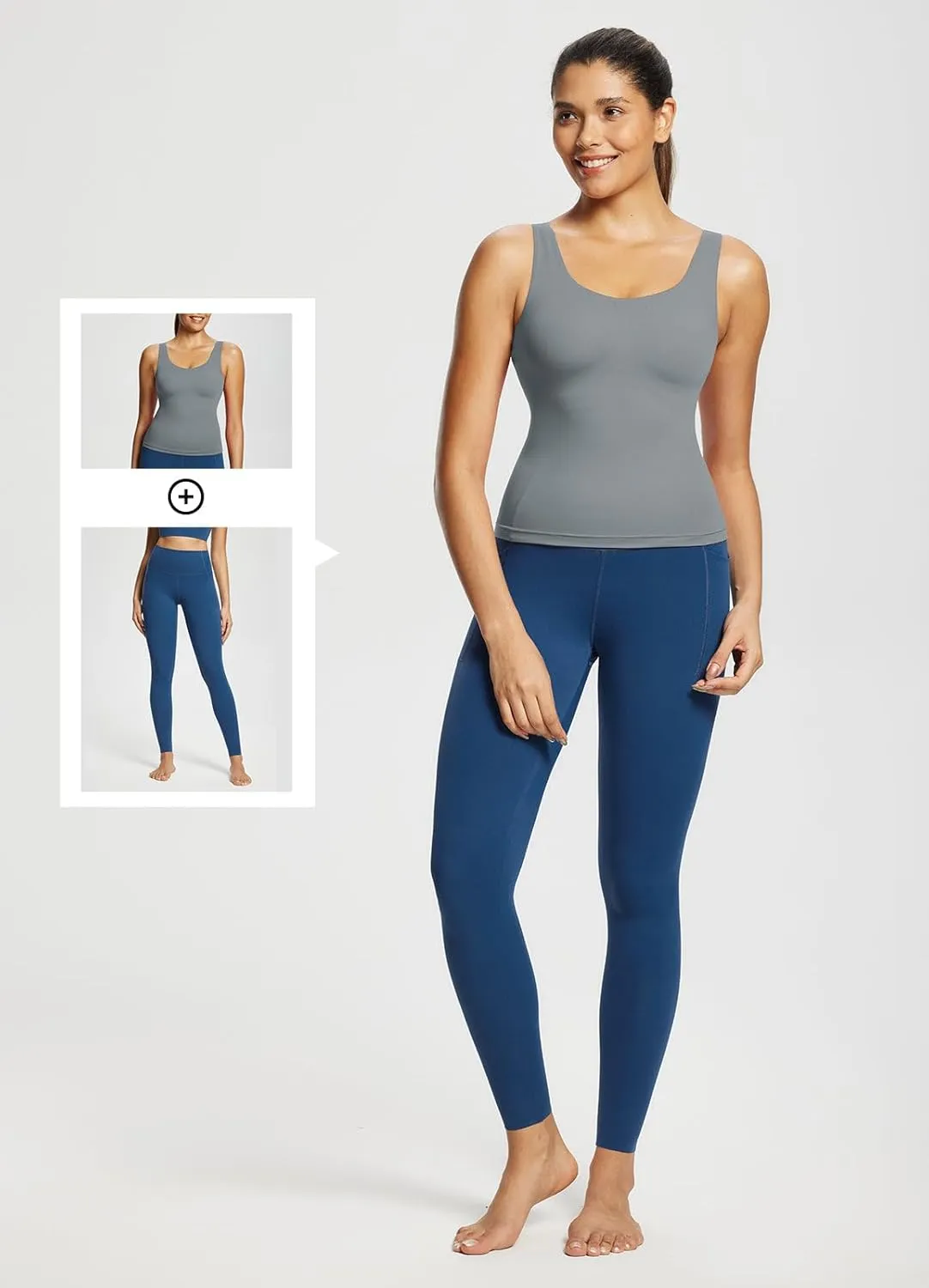 baleaf Freeleaf Women's Longline Sports Bra, Molded Cup Workout Tank Yoga Tops Built in Bra Athletic Camisole