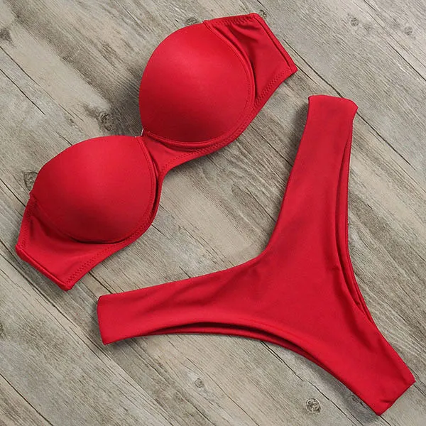 Bandeau Brazilian Bottom Push Up Bikini