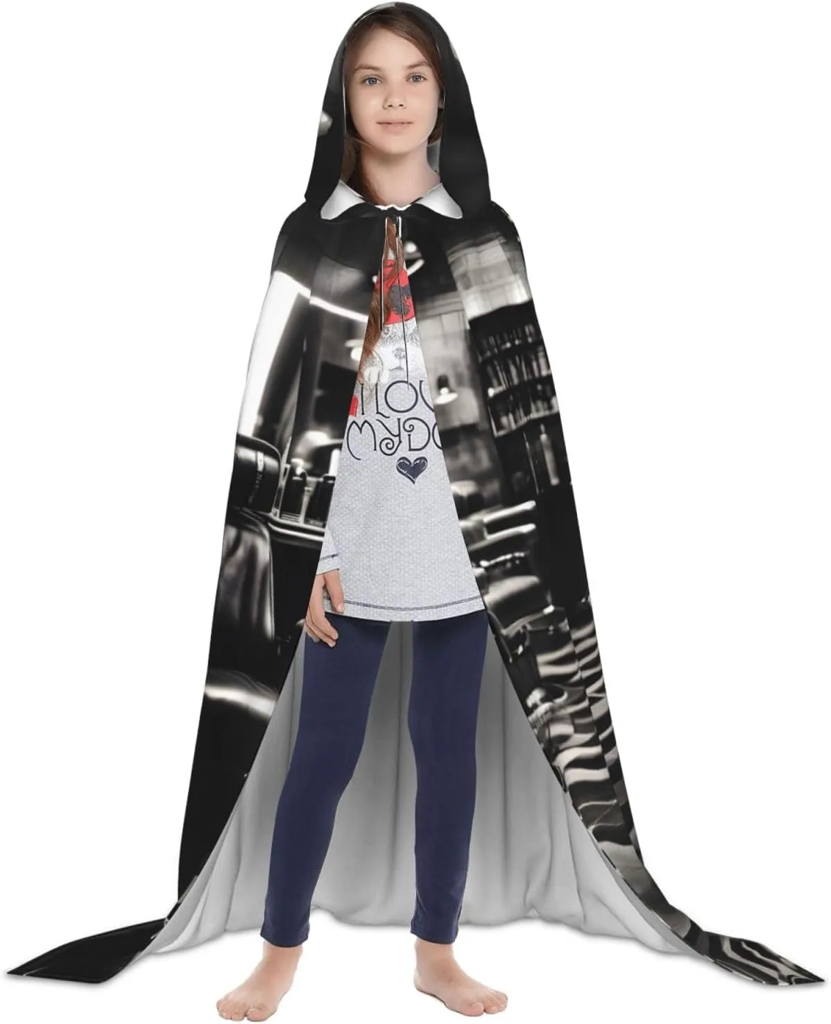 Barber Shop Monochrome Style Hooded Cloak Coat Winter Warm Long Cloak Cosplay Costumes Outerwear Carnivals