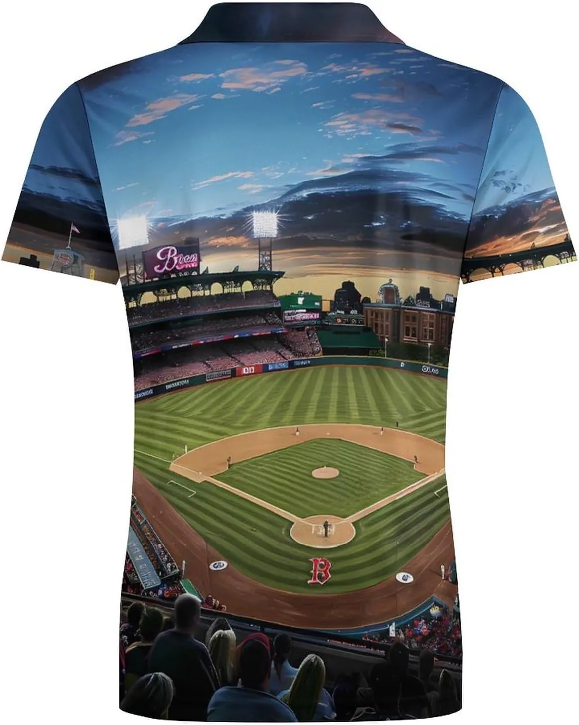 Baseball Ballpark Cityscape Men's Polo Shirt Short Sleeve Print T Shirt Slim Fit Golf Shirt Collared Tee Casual Top