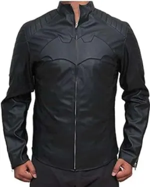 Bat Logo Man Jacket Motorcycle Brando Biker Genuine Black Faux Leather Jacket | Super Hero Leather Jacket