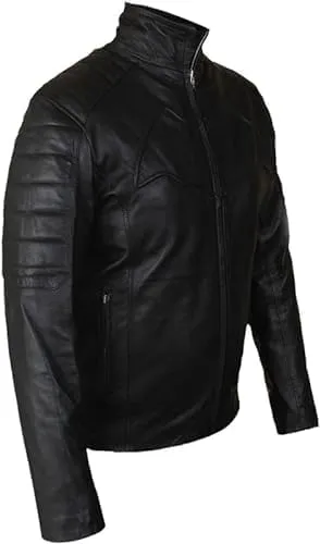 Bat Logo Man Jacket Motorcycle Brando Biker Genuine Black Faux Leather Jacket | Super Hero Leather Jacket