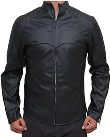 Bat Logo Man Jacket Motorcycle Brando Biker Genuine Black Faux Leather Jacket | Super Hero Leather Jacket