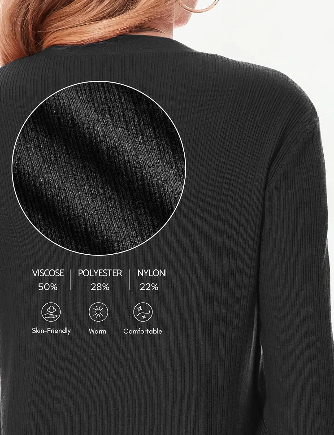 BB&KK Cardigan Sweaters for Women Knit Ribbed Long Sleeve Open Front Casual Winter Lightweight Cardigans with Pockets