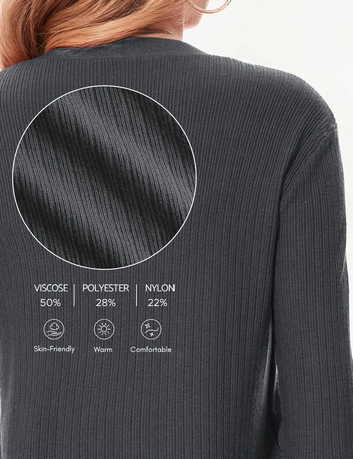 BB&KK Cardigan Sweaters for Women Knit Ribbed Long Sleeve Open Front Casual Winter Lightweight Cardigans with Pockets