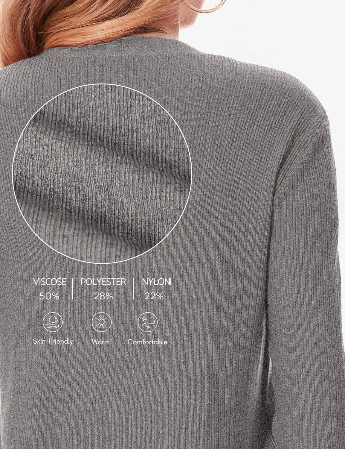 BB&KK Cardigan Sweaters for Women Knit Ribbed Long Sleeve Open Front Casual Winter Lightweight Cardigans with Pockets