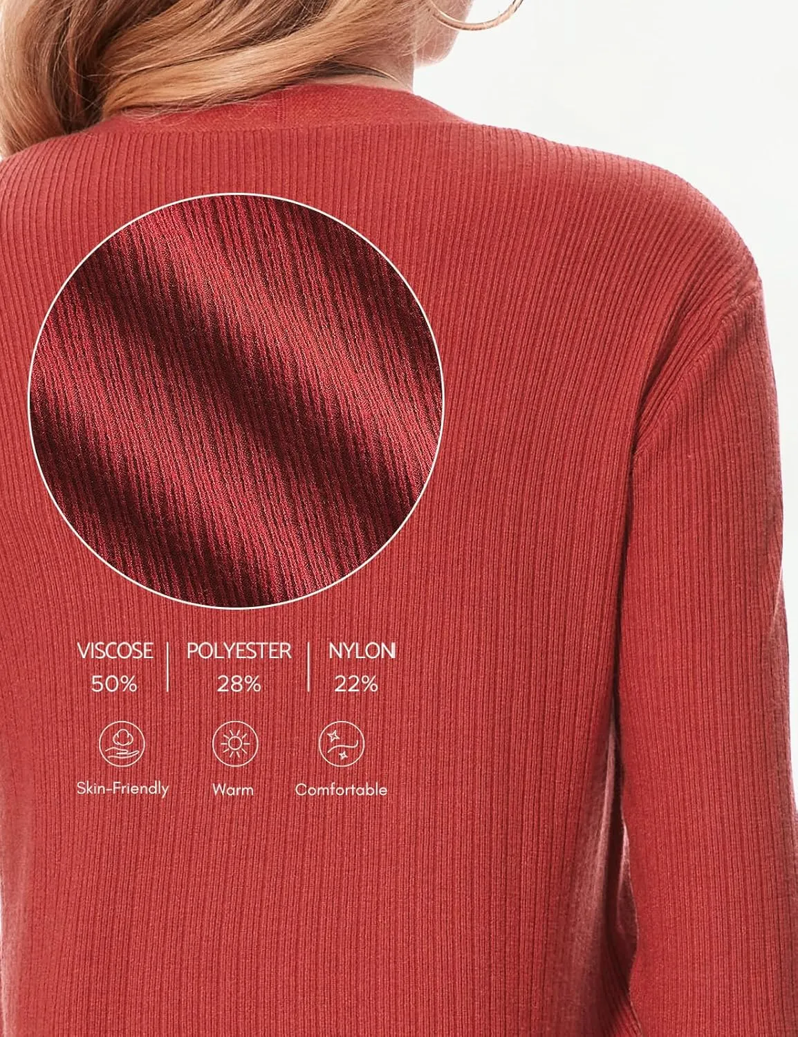 BB&KK Cardigan Sweaters for Women Knit Ribbed Long Sleeve Open Front Casual Winter Lightweight Cardigans with Pockets