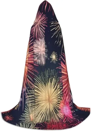 Beautiful Firework Hooded Cloak Coat Winter Warm Long Cloak Cosplay Costumes Outerwear Carnivals Hoodies Capes