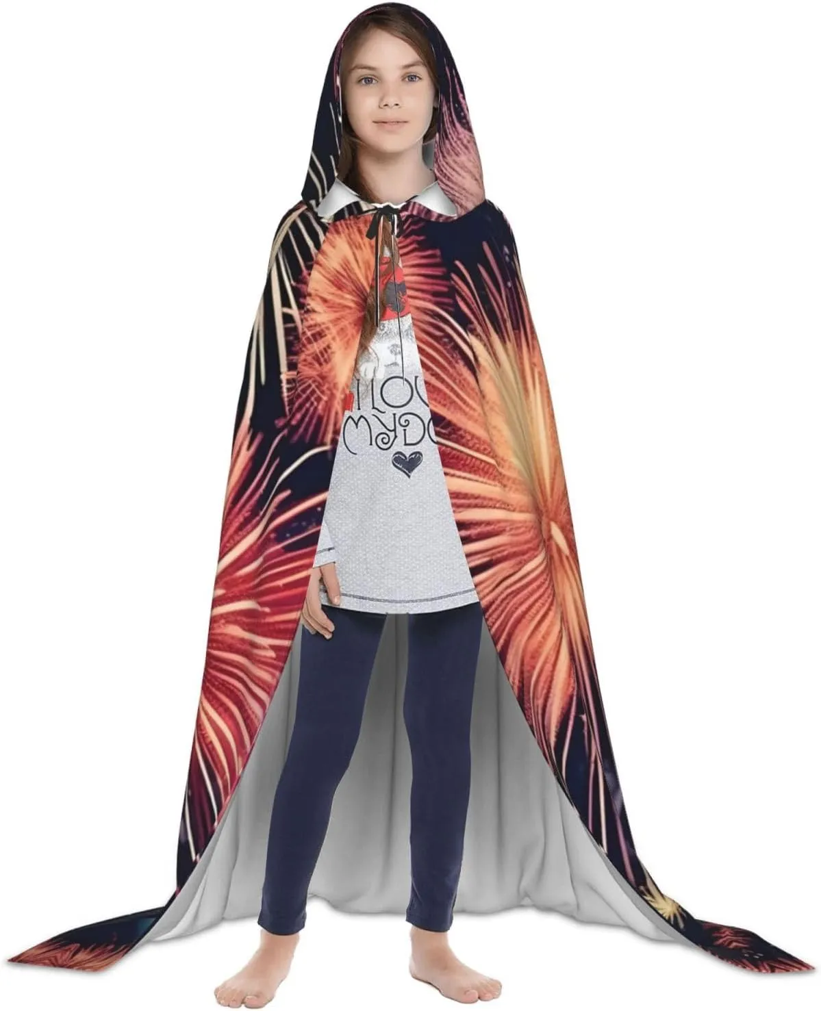 Beautiful Firework Hooded Cloak Coat Winter Warm Long Cloak Cosplay Costumes Outerwear Carnivals Hoodies Capes