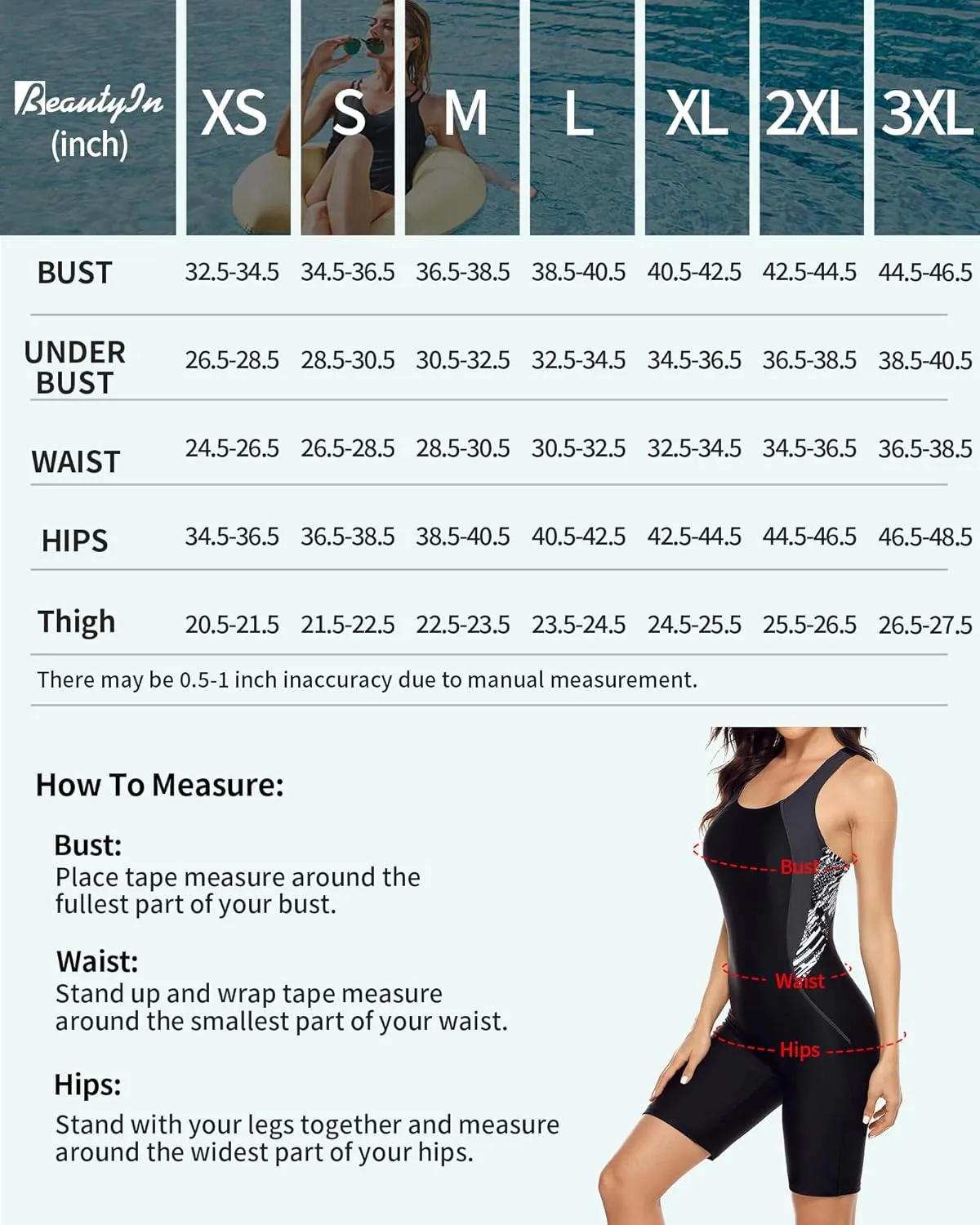 beautyin Women's Boyleg One Piece Swimsuit Racerback Athletic Bathing Suit