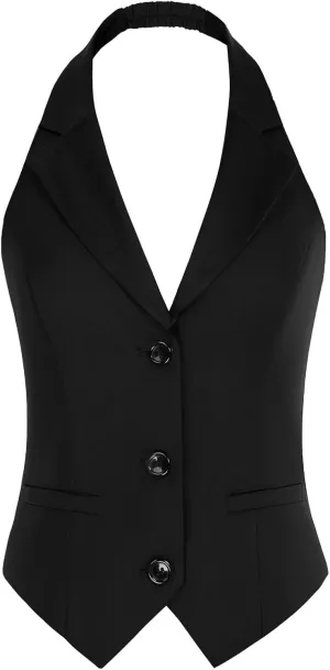 Belle Poque Women's Fully Lined Waistcoat Vest Halter V Neck Suit Vest