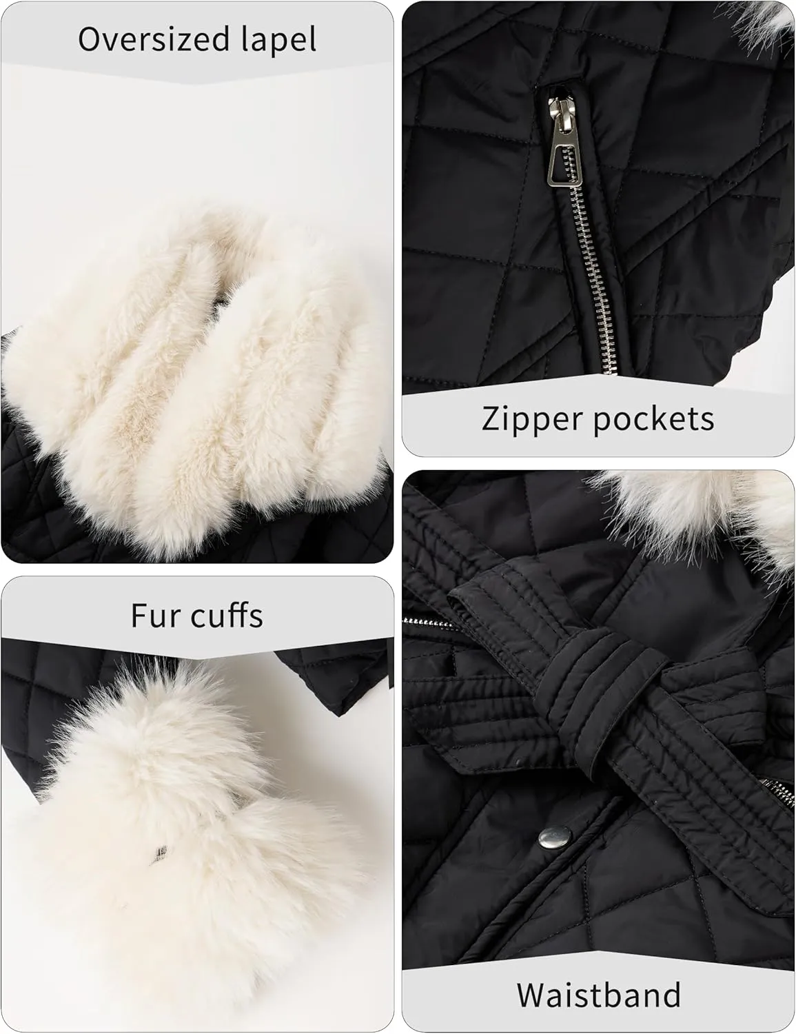 Bellivera Women Faux Leather Suede Jacket Moto Biker Coat Sherpa-Lined Overcoat with Removable Belt