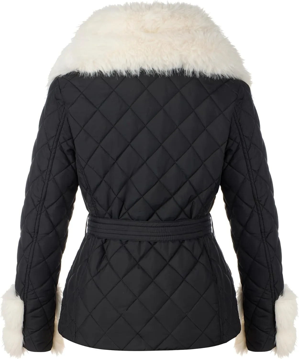 Bellivera Women Faux Leather Suede Jacket Moto Biker Coat Sherpa-Lined Overcoat with Removable Belt