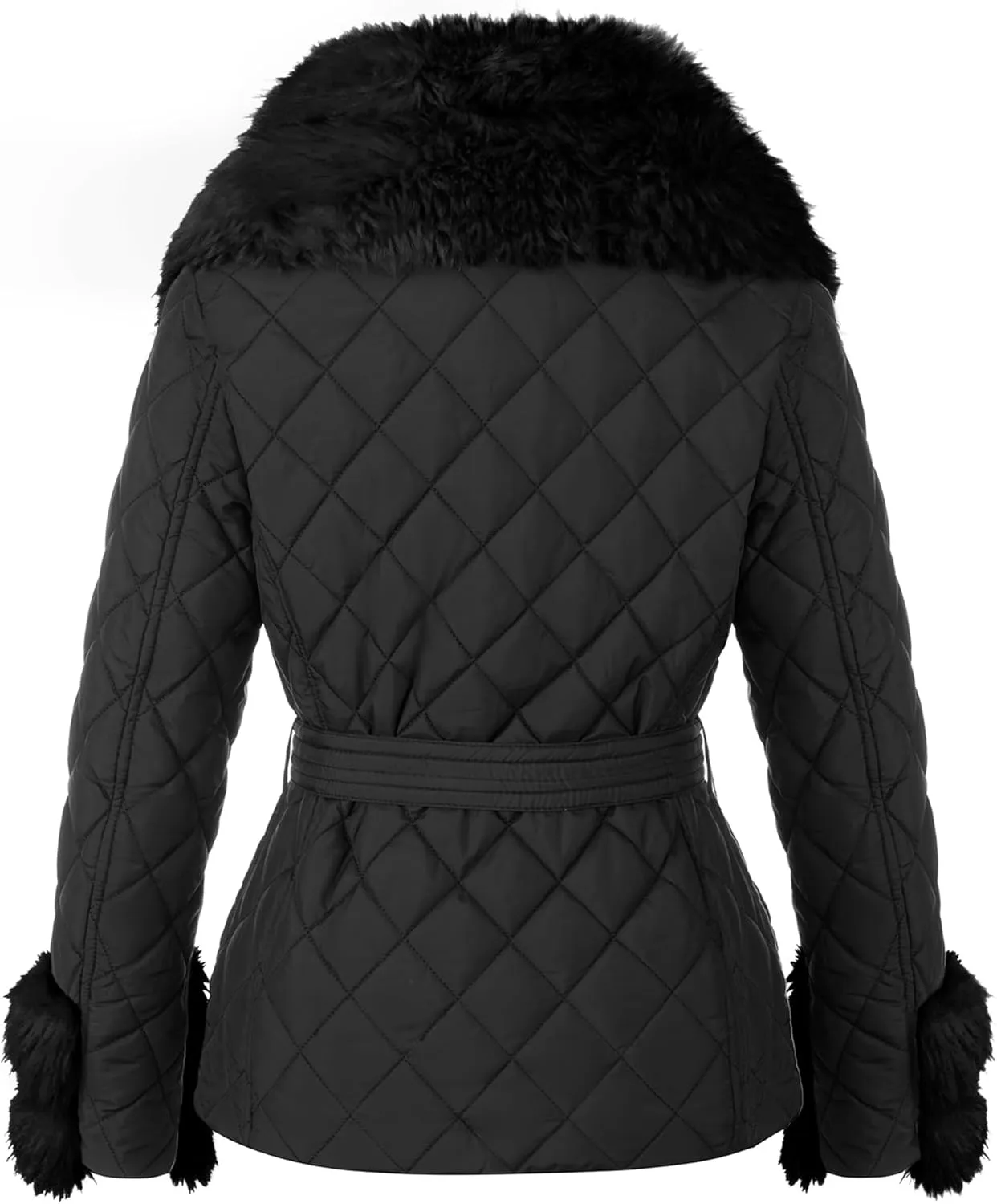 Bellivera Women Faux Leather Suede Jacket Moto Biker Coat Sherpa-Lined Overcoat with Removable Belt