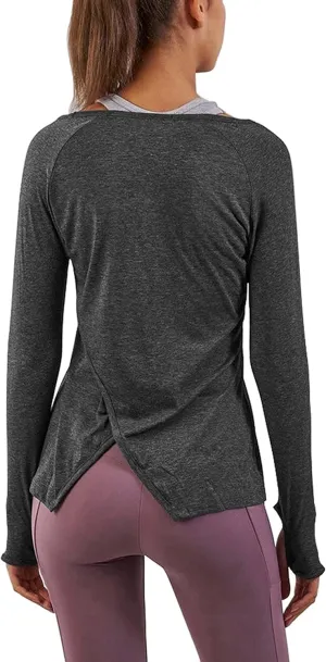 Bestisun Long Sleeve Yoga Workout Tops Lightweight Thumbhole Shirts Athletic Wear for Women