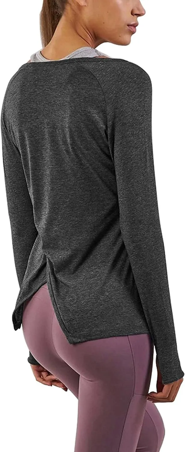 Bestisun Long Sleeve Yoga Workout Tops Lightweight Thumbhole Shirts Athletic Wear for Women