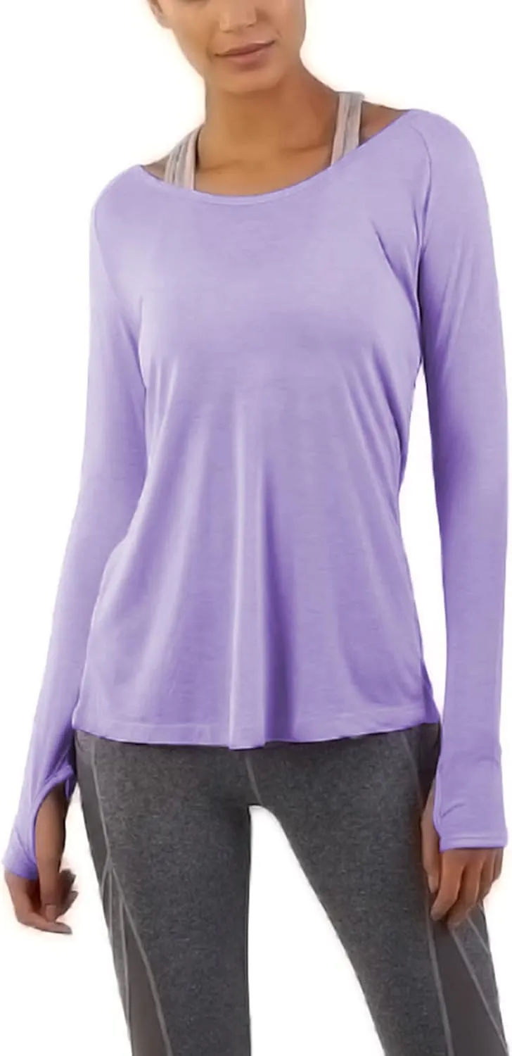 Bestisun Long Sleeve Yoga Workout Tops Lightweight Thumbhole Shirts Athletic Wear for Women