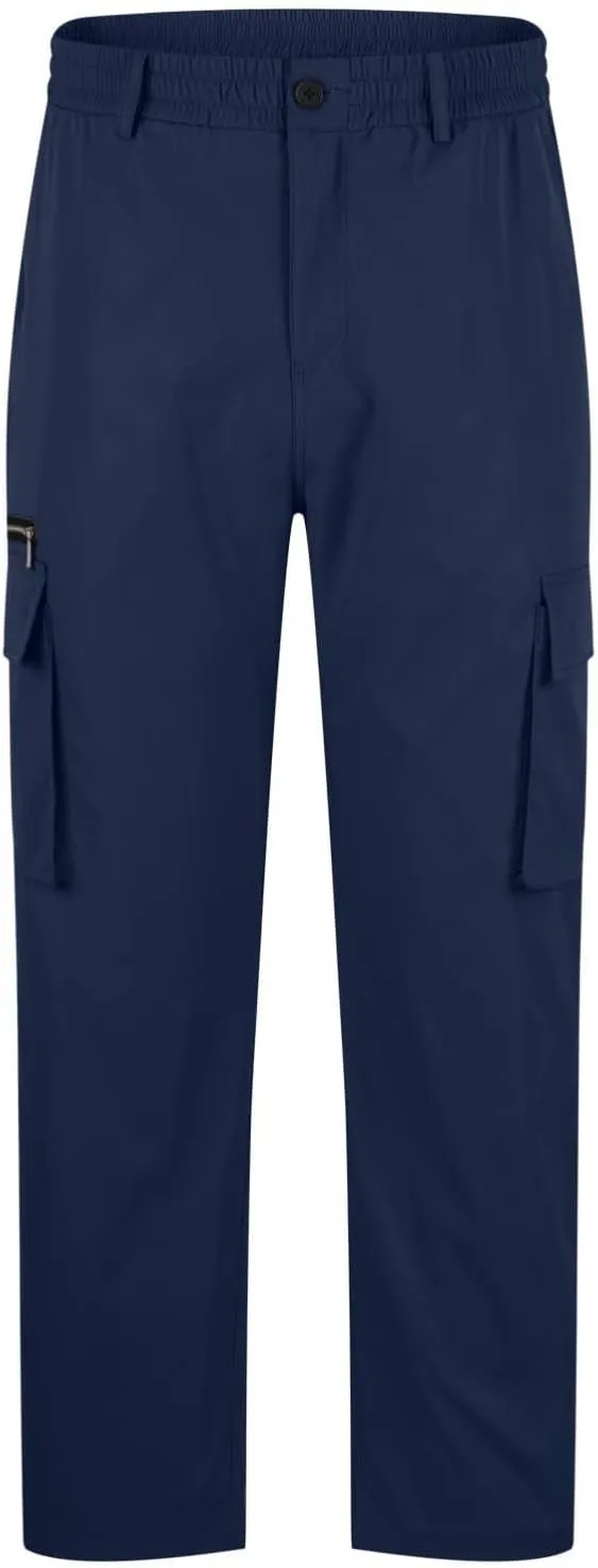 Bidobibo Cargo Pants for Men Slim Fit Elastic Waist Pants with Pockets Tactical Pants Men Stretchy Outdoor Work Trousers