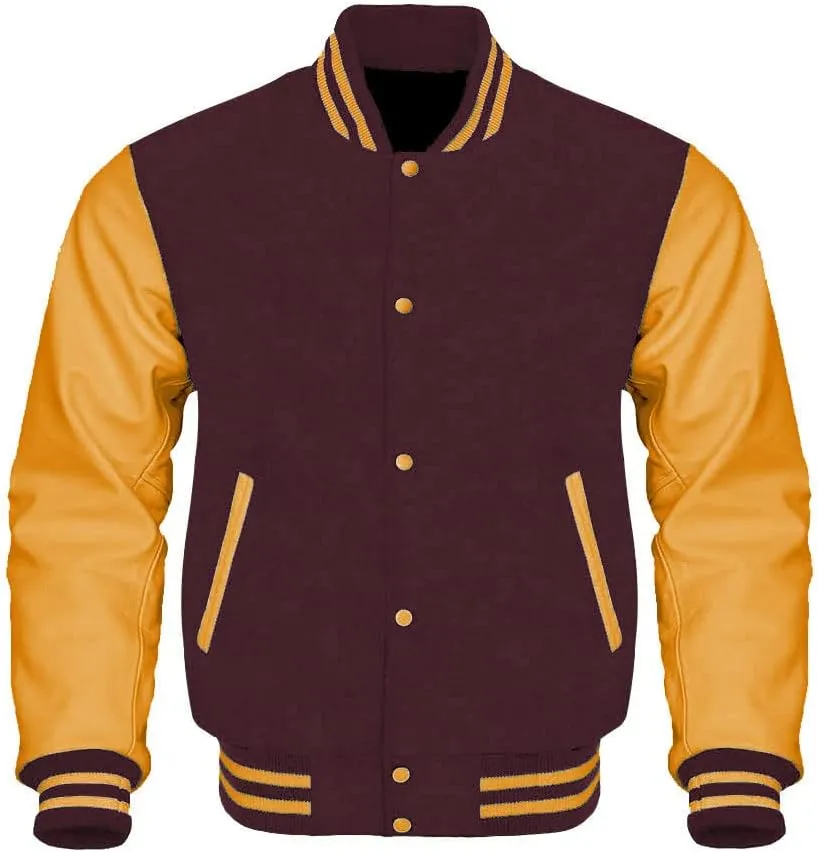Bitling Varsity Letterman Baseball Bomber Jackets Genuine Leather Sleeves & Multi Wool Color Options