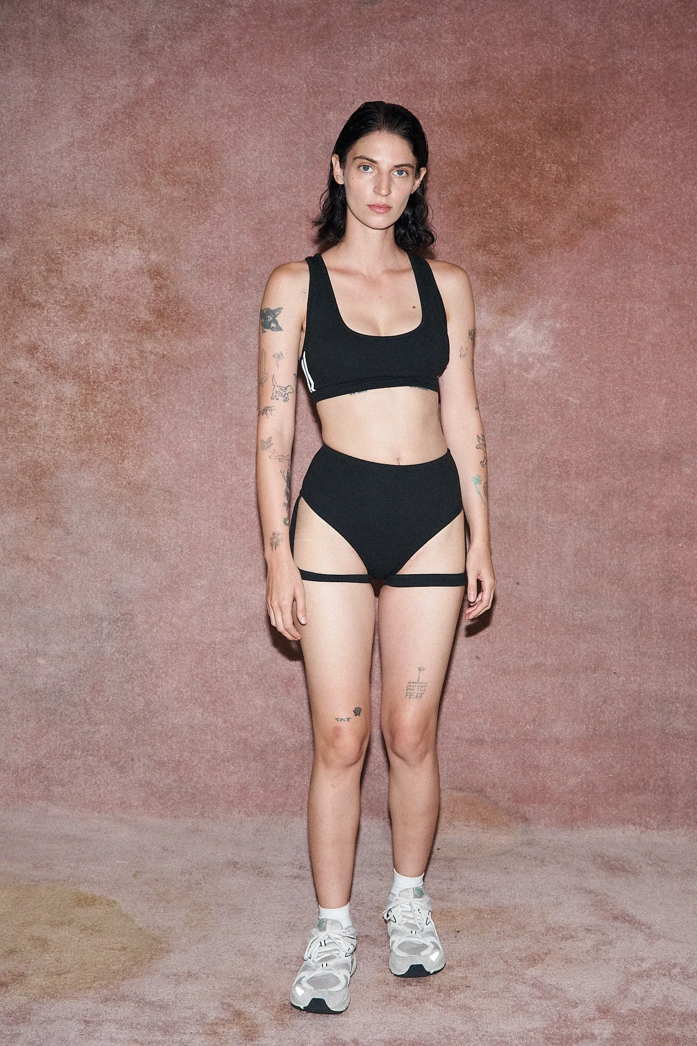Black High Waist Garter Bikini Bottom