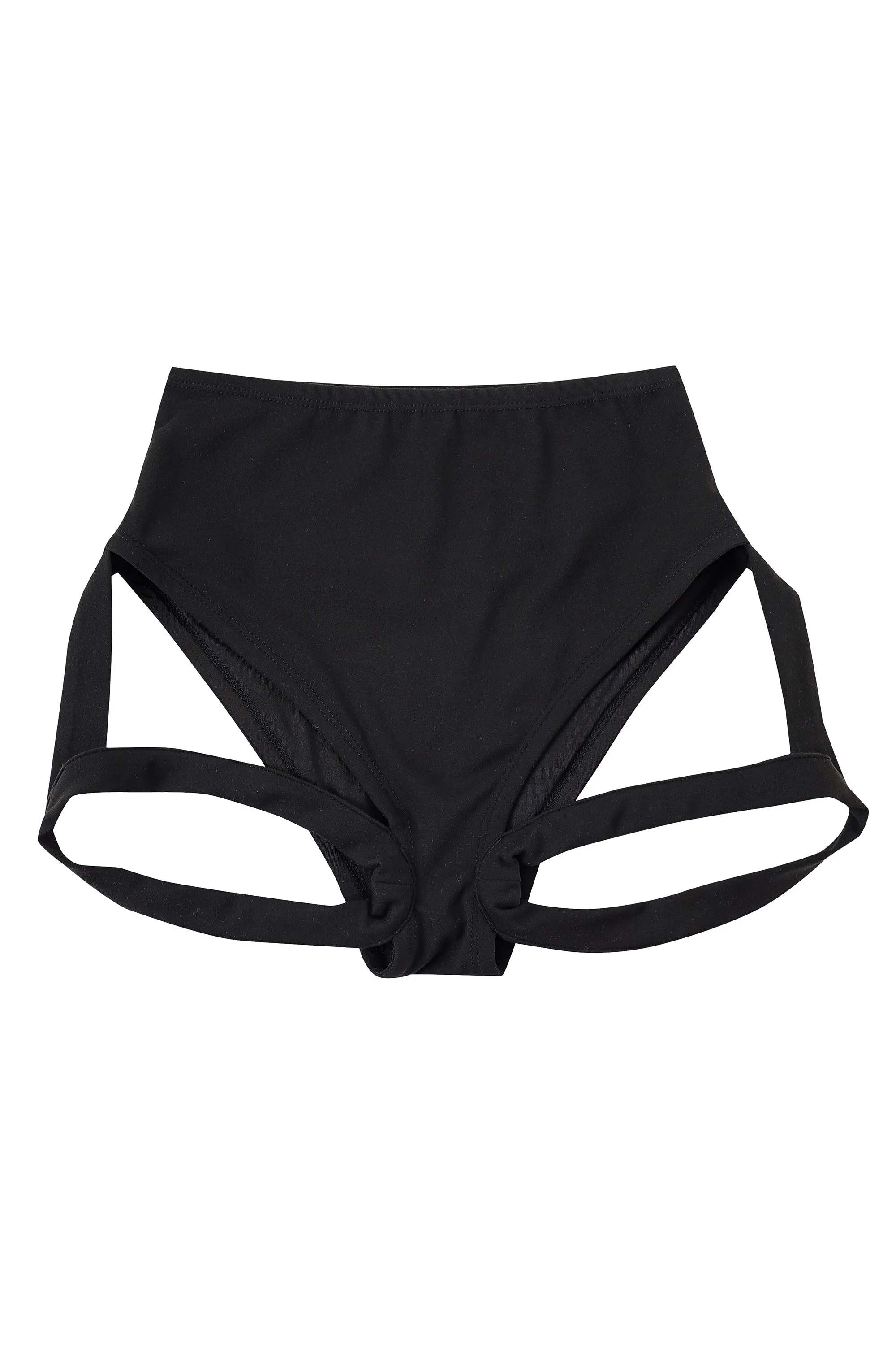 Black High Waist Garter Bikini Bottom