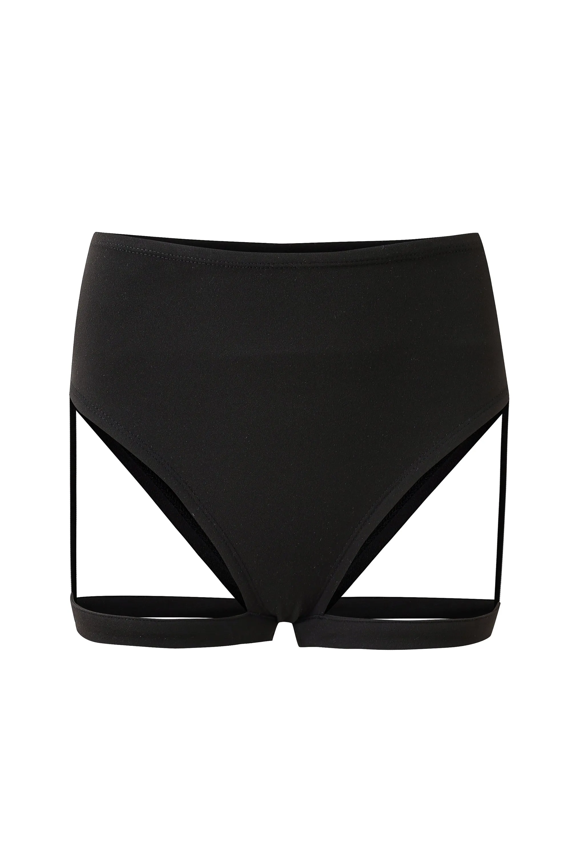 Black High Waist Garter Bikini Bottom