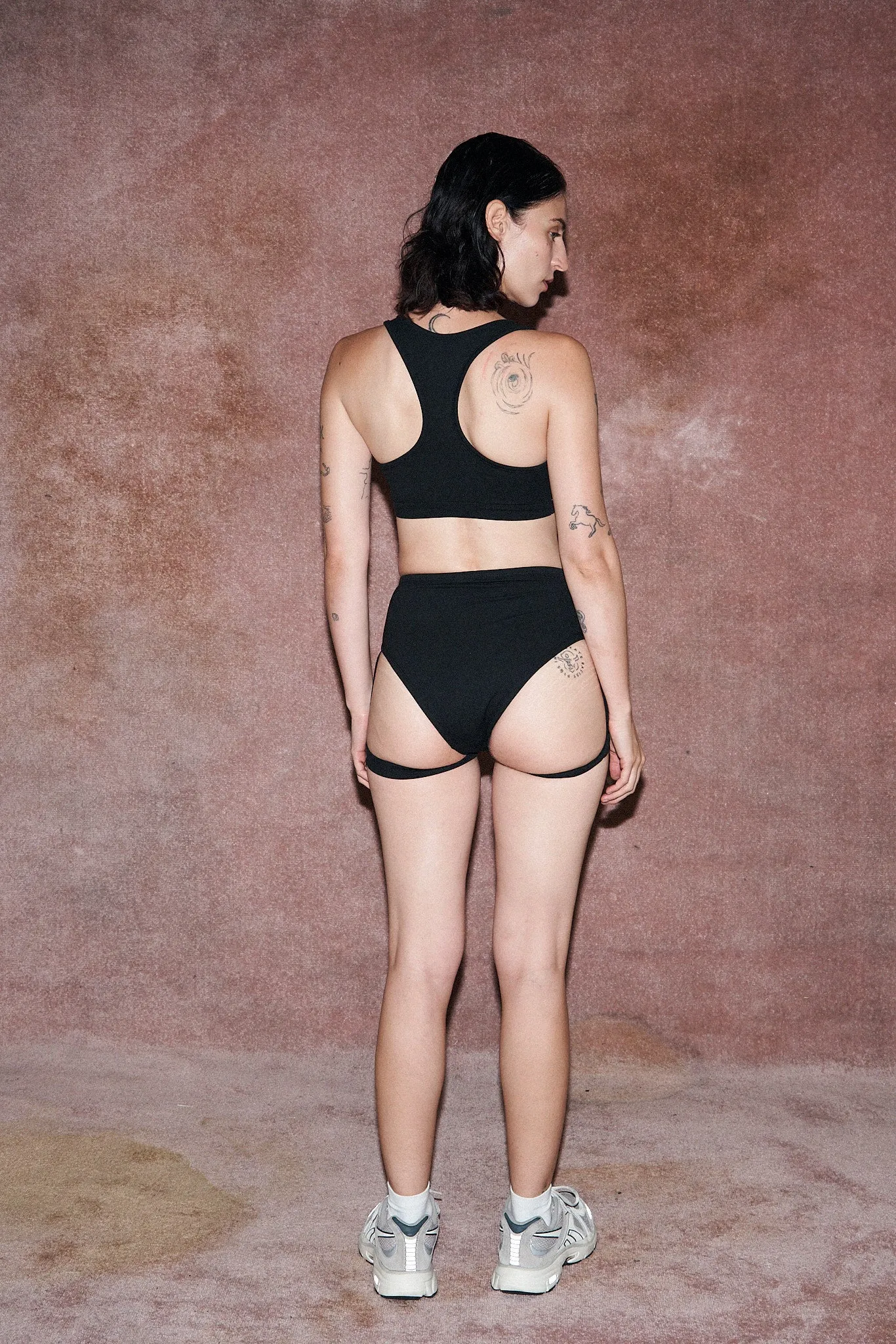 Black High Waist Garter Bikini Bottom