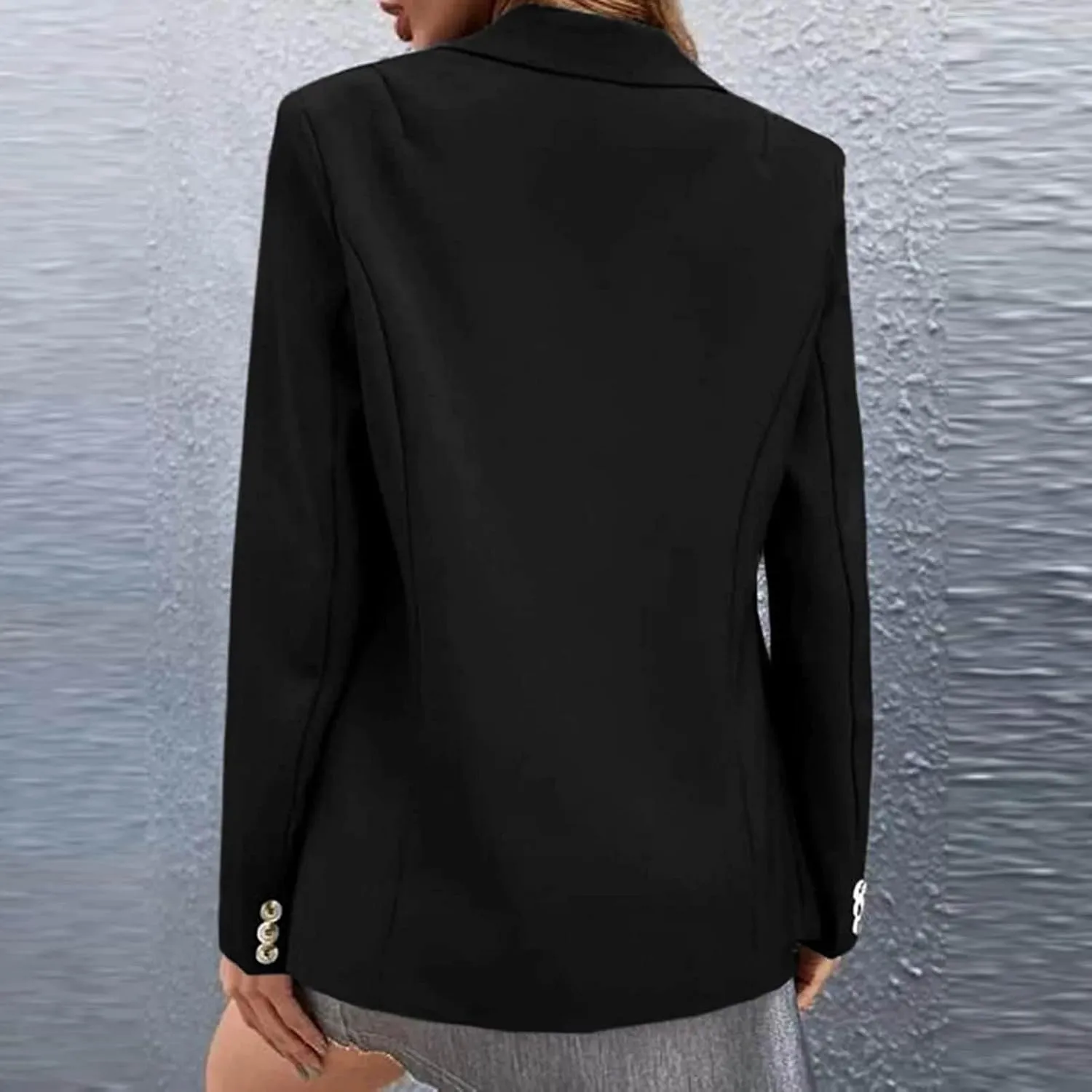 Blazers for Women Casual Open Front Long Sleeve Jackets Elegant Work Office Suit Coat Single Button Lapel Blazer