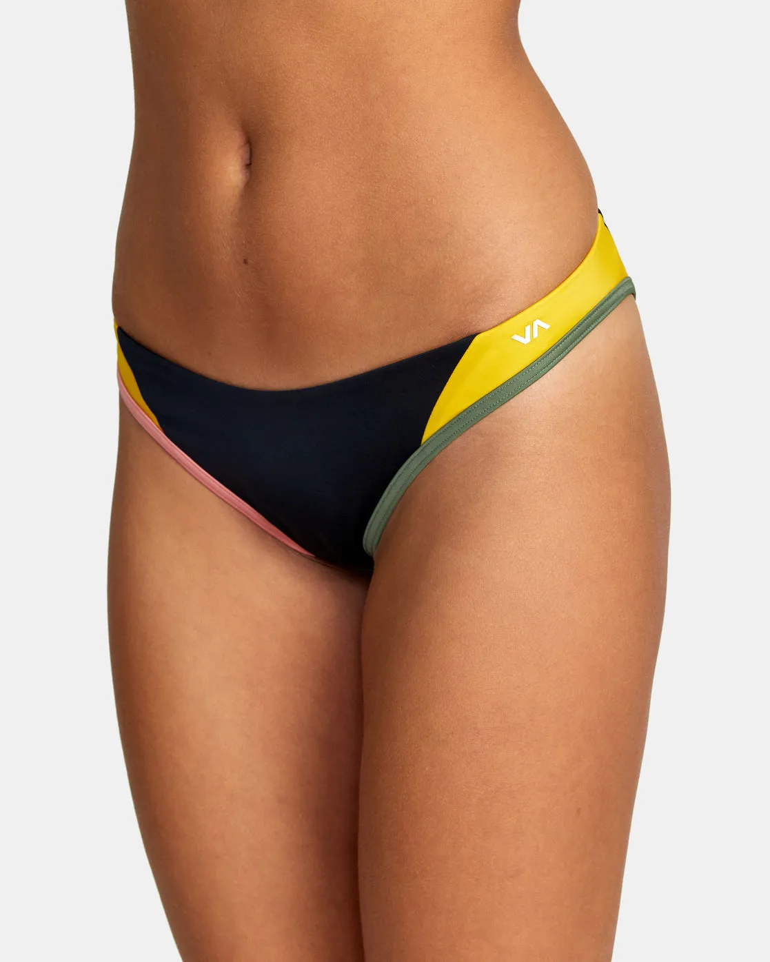 Blocked Hi Leg Bikini Bottoms - Black Multi