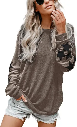 Blooming Jelly Womens Knit Pullover Sweaters Crewneck Long Sleeve Star Print Lightweight Cute Top