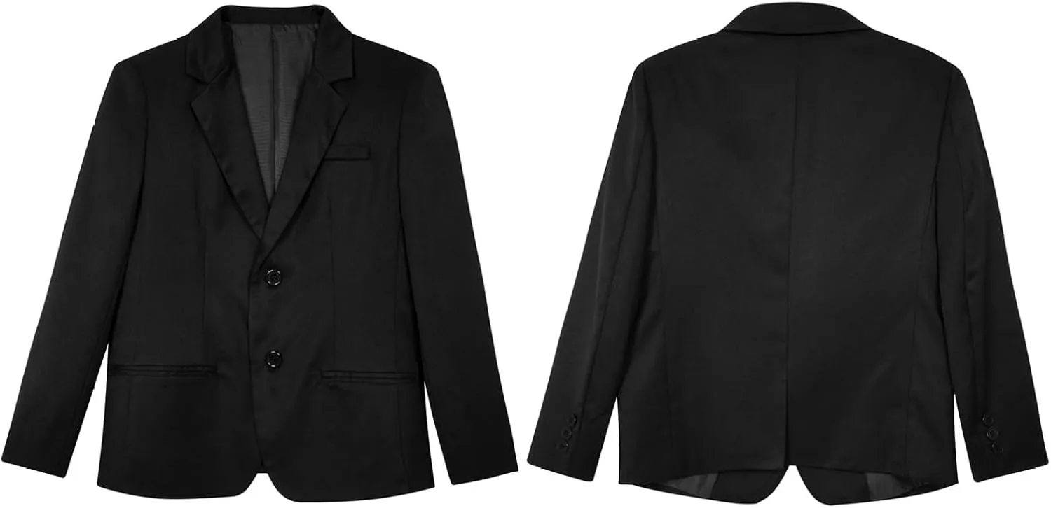 Boys Classic Fit Sport Blazer Long Sleeve Lapel Suit Jacket Single Breasted Outerwear Coat