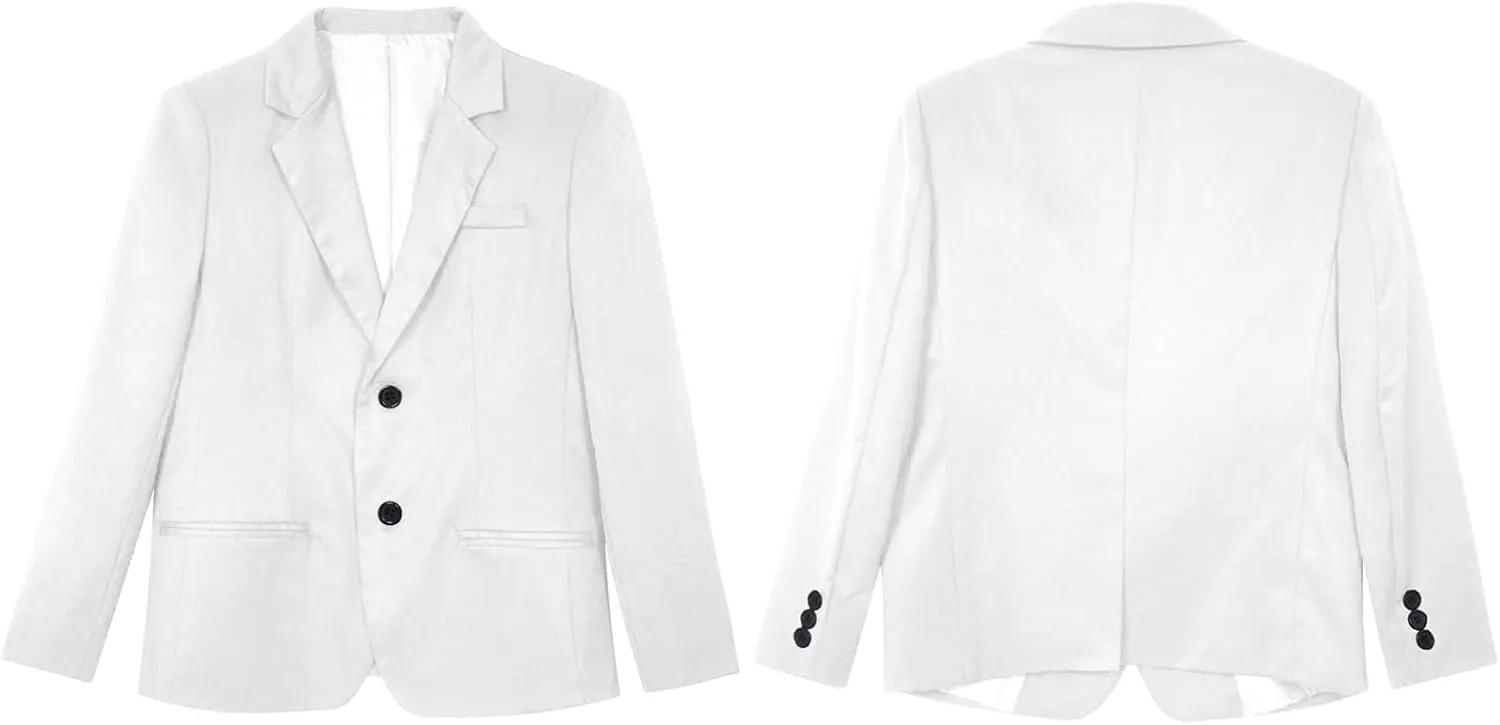 Boys Classic Fit Sport Blazer Long Sleeve Lapel Suit Jacket Single Breasted Outerwear Coat