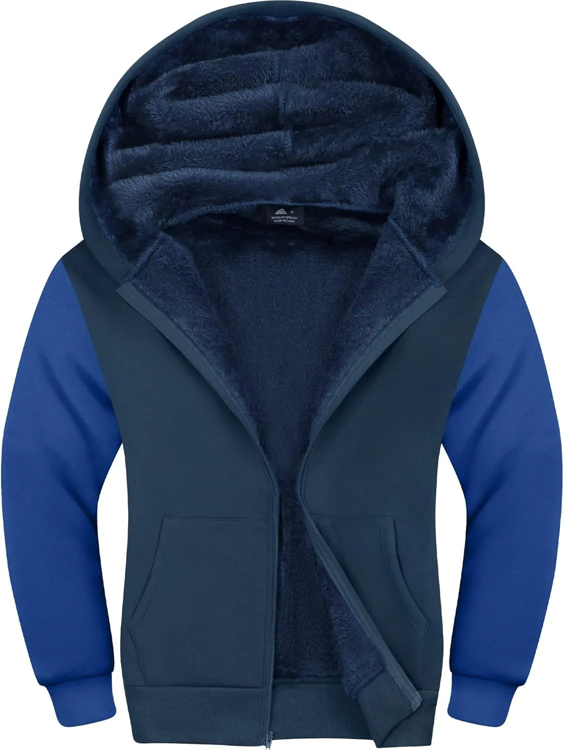 Boys Fleece Jacket Zip Up Hoodie Sherpa Lined Warm Coat Hooded Sweatshirt Outerwear
