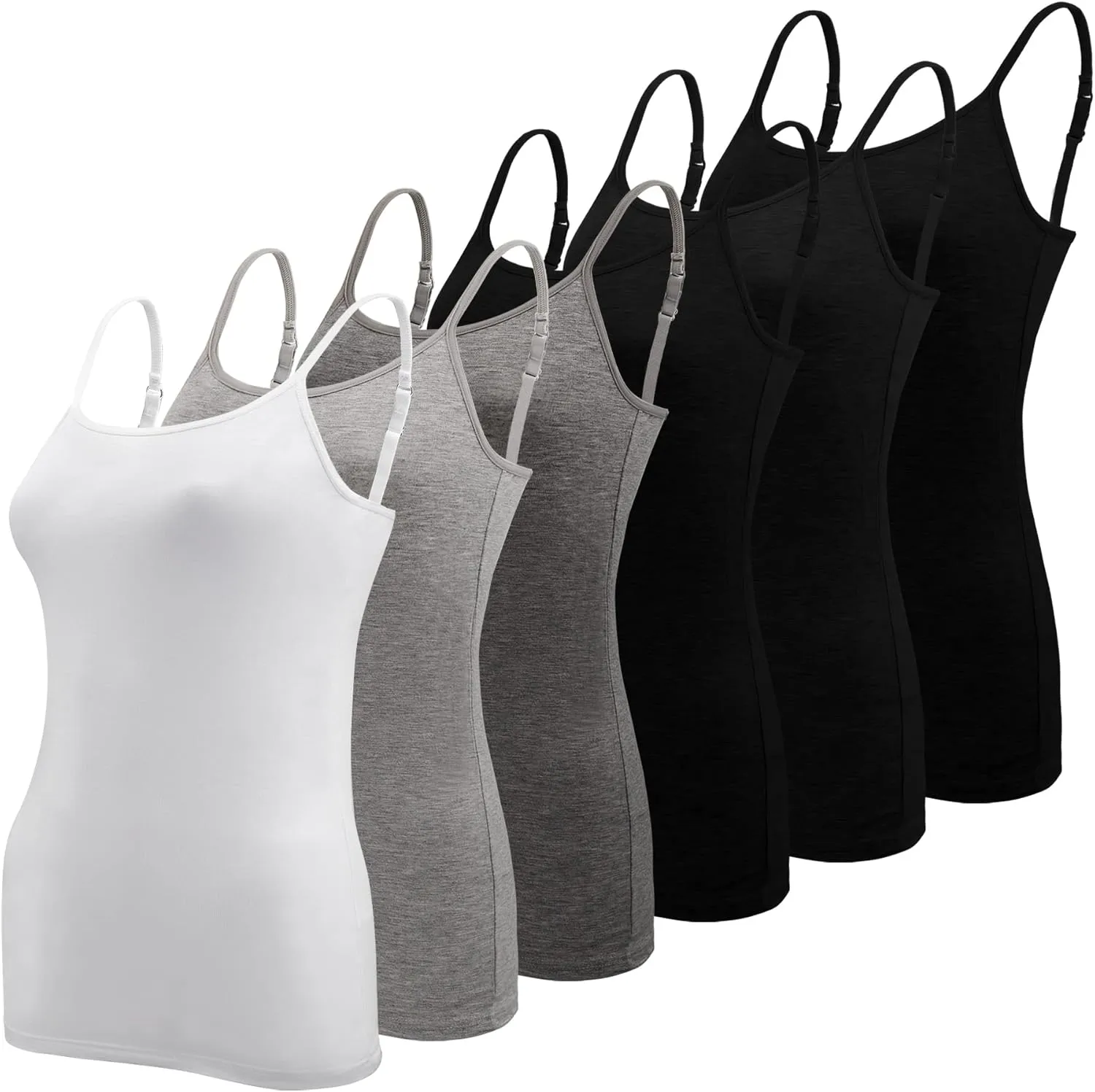 BQTQ 6 Pcs Women's Camisole Tops Undershirts Adjustable Spaghetti Strap Tank Top