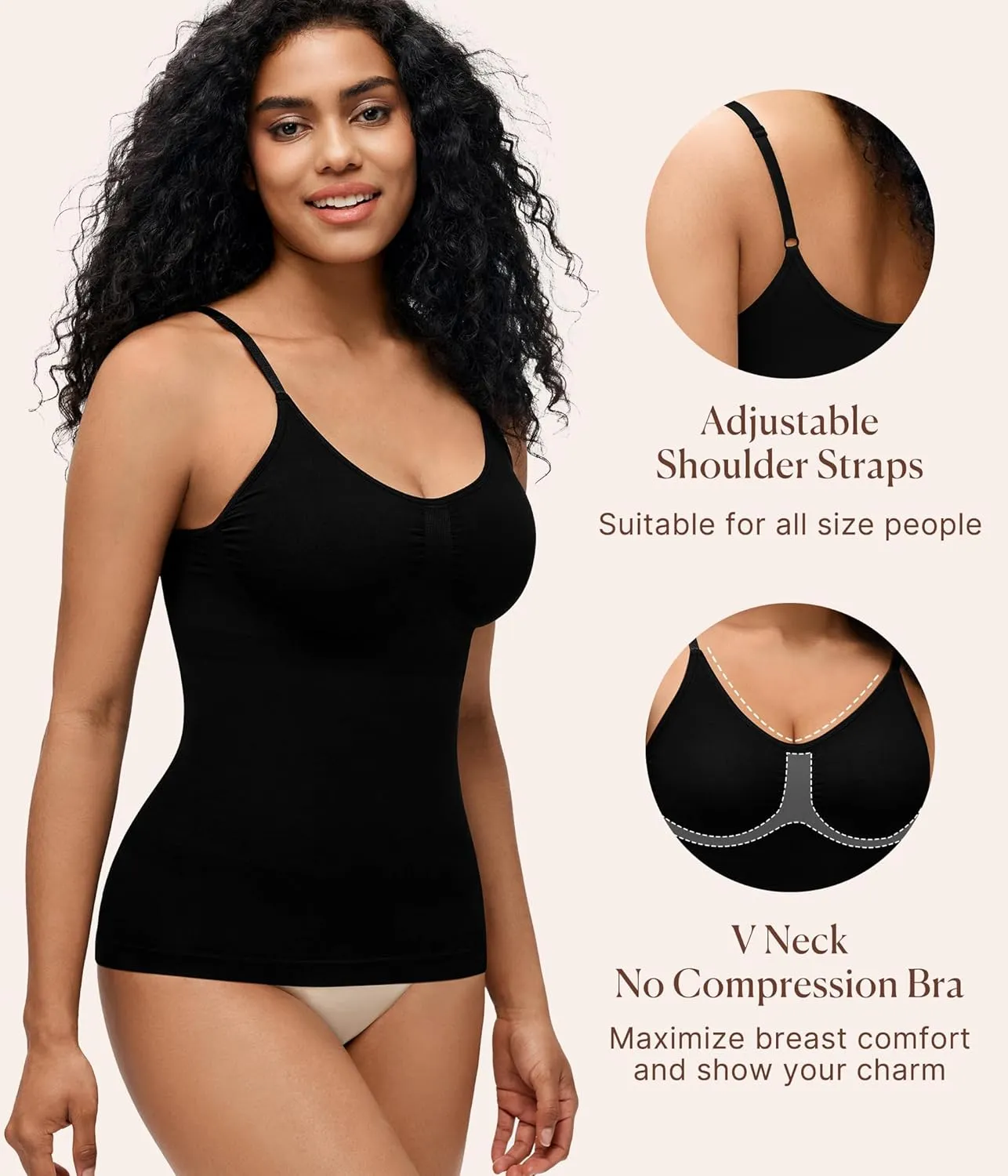 BRABIC Compression Camisole Tops for Women - Compression Tanks Shapewear Tummy Control Body Shaper V Neck Tank Top