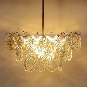 Brie Luxurious Clear Glass Chandelier Light | Hanging Jhoomar Lamp For Living Room & Hallway