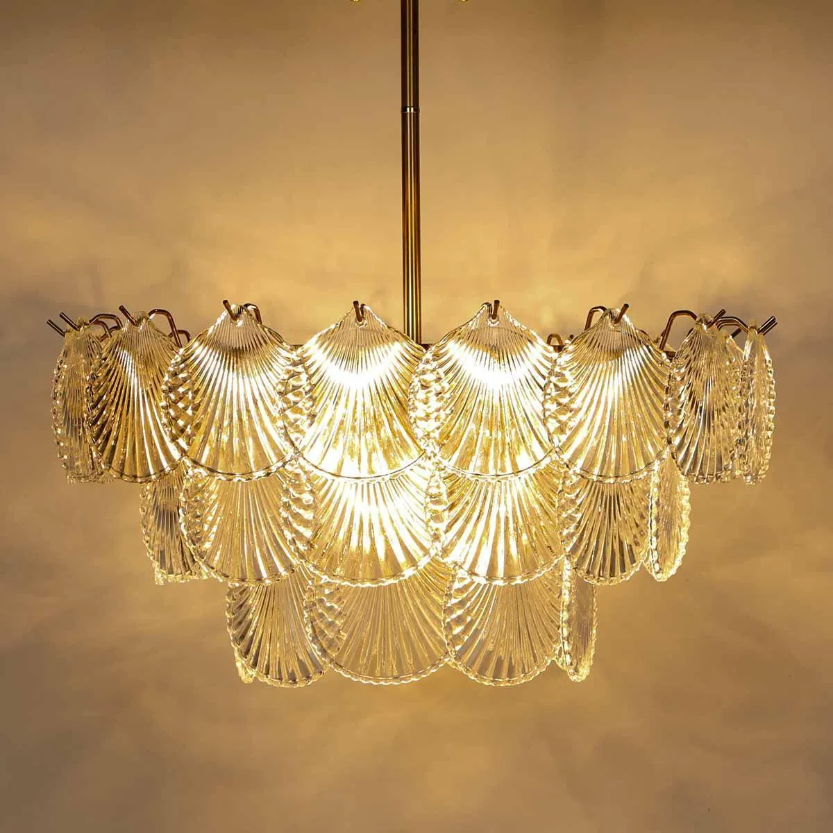 Brie Luxurious Clear Glass Chandelier Light | Hanging Jhoomar Lamp For Living Room & Hallway
