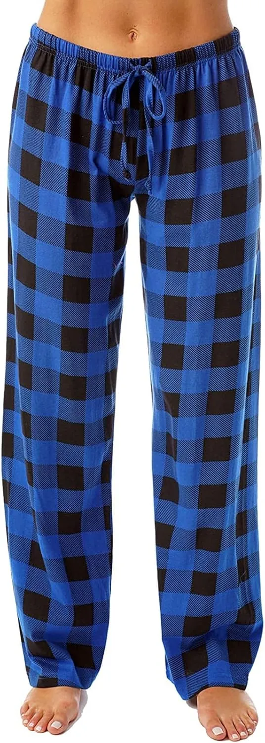 Buffalo Plaid Pajama Pants Women Soft Stretch Lightweight Lounge Pants Comfy Fit Drawstring Sleep Pants Trousers