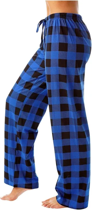 Buffalo Plaid Pajama Pants Women Soft Stretch Lightweight Lounge Pants Comfy Fit Drawstring Sleep Pants Trousers